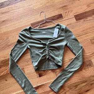 NEW! Never worn American Eagle long sleeve. XXS. Olive green tank. With tags
